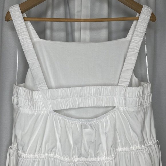 SOLD NWT Country Road White Cotton Maxi Dress Size 16 Elastic Detail Tie Slit - Picture 11 of 16